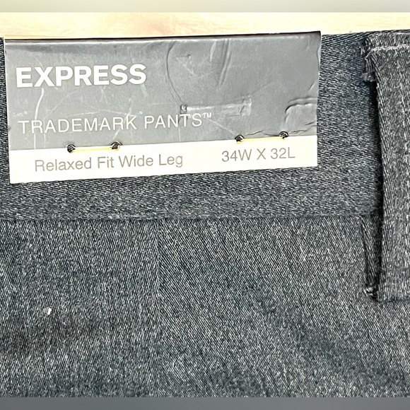 Express Charcoal Gray Trademark Relaxed Fit Wide Leg Dress Pants Men’s 34x32 - Picture 11 of 16
